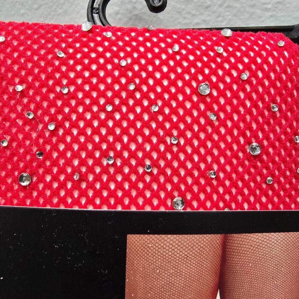 Torrid - Rhinestone Fishnet Tight in Red​ - Picture 5 of 8